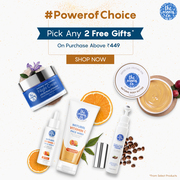 Purchase any products above on Rs 499,  Pick 2 Free Gifts - The Moms Co