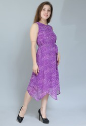 Purple Leopard Sleeveless Asymmetric Dress-western dress for girls